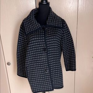 Jones New York Merino Wool Stylish Black and Gray Women's Coat